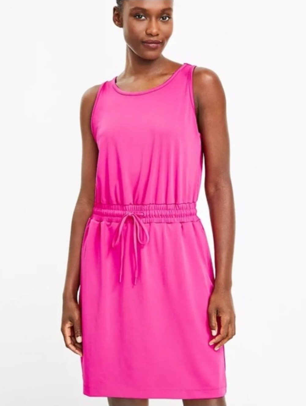 Lou & Grey Pink Sleeveless Dress W/Drawstring Sz L